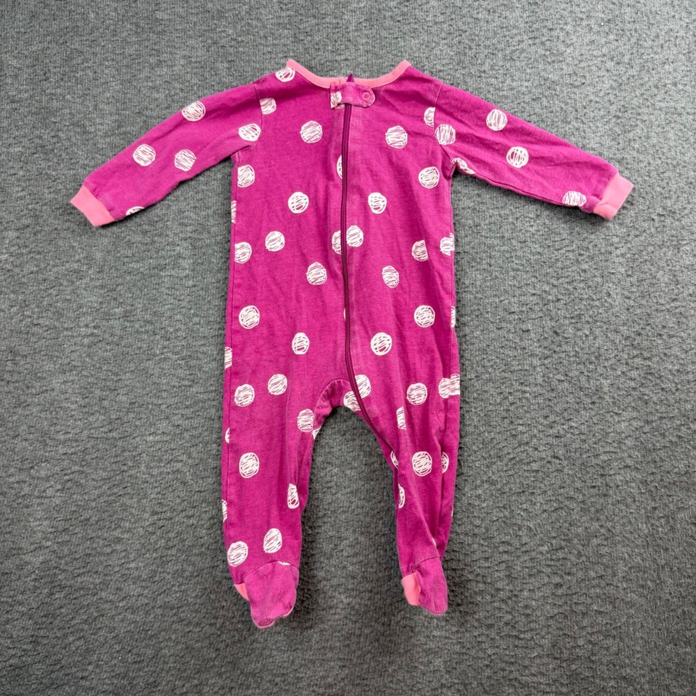 Onesies Brand Footed Sleeper Baby 3-6 Months Magenta Pink‎ Polka Dot Pajamas